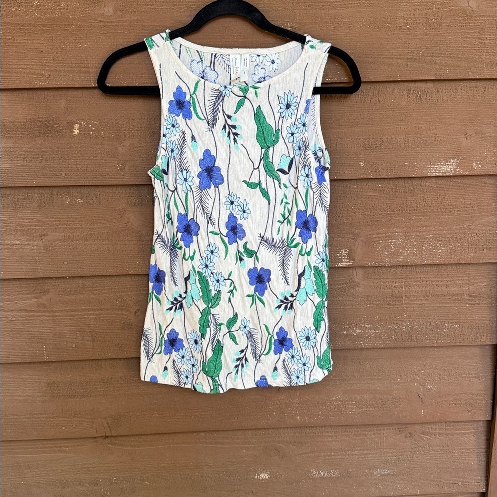 Meadow Rue x Anthropologie Embroidered Blue Floral Top size XS